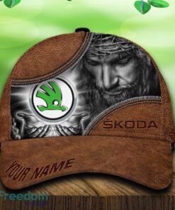 Custom Name Skoda Car All Over Print Jesus Brown 3D Cap And Hat For Fans Gift