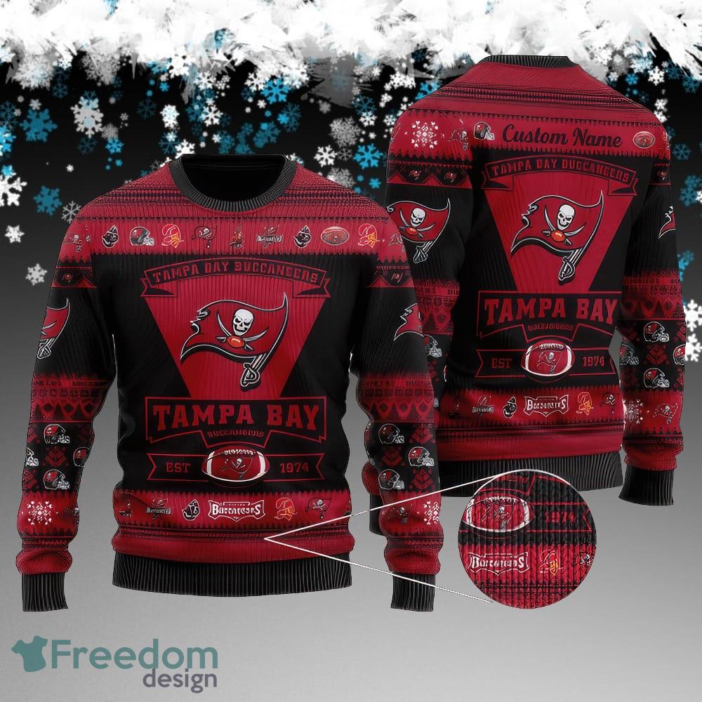 Custom Name Tampa Bay Buccaneers Football Team Ugly Christmas Sweater AOP Gift For Men And Women image Custom Name Tampa Bay Buccaneers Football Team Ugly Christmas Sweater AOP Gift For Men And Women - Tampa Bay Buccaneers Football Team Ugly Christmas Sweater AOP Gift For Men And Women
