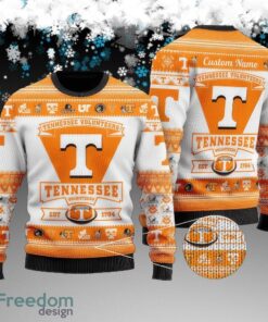 Custom Name Tennessee Volunteers Football Team Ugly Xmas Sweater Gift Holidays
