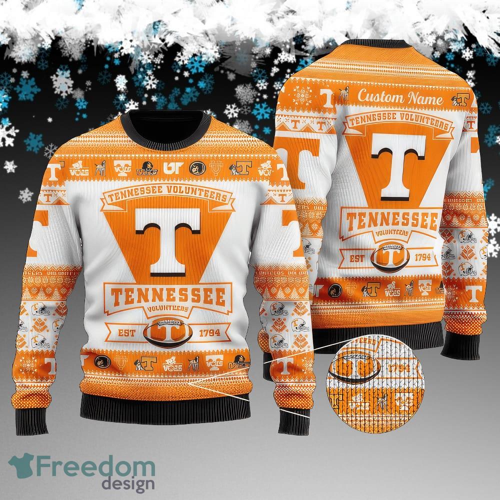 Custom Name Tennessee Volunteers Football Team Ugly Xmas Sweater Gift Holidays image Custom Name Tennessee Volunteers Football Team Ugly Xmas Sweater Gift Holidays - Tennessee Volunteers Football Team Ugly Xmas Sweater Gift Holidays