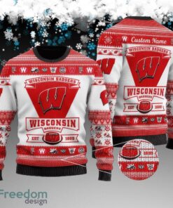 Custom Name Wisconsin Badgers Football Team Ugly Xmas Sweater Gift Holidays