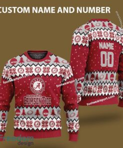 Custom Number And Name Alabama Crimson Tide Logo Pattern Ugly Christmas Sweater AOP Gift Holidays
