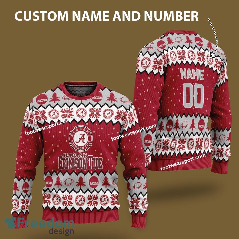 Custom Number And Name Alabama Crimson Tide Logo Pattern Ugly Christmas Sweater AOP Gift Holidays image Custom Number And Name Alabama Crimson Tide Logo Pattern Ugly Christmas Sweater AOP Gift Holidays - Custom Number And Name Alabama Crimson Tide Logo Pattern Ugly Christmas Sweater AOP Gift Holidays