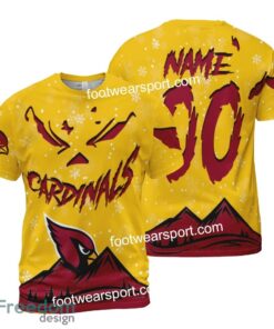 Custom Number And Name Arizona Cardinals Grinch Face 3D Hoodie, 3D Tshirt, Sweater AOP Gift Holidays - NFL Arizona Cardinals Grinch Face 3D Hoodie, 3D Tshirt, Sweater AOP Custom Number And Name Photo 2