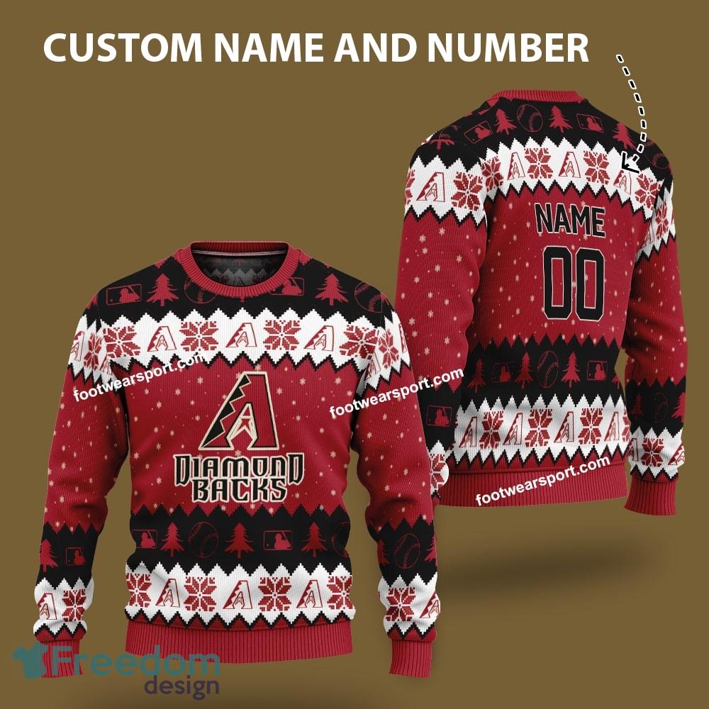 Custom Number And Name Arizona Diamondbacks Xmas Pattern Ugly Christmas Sweater Gift For Men And Women image Custom Number And Name Arizona Diamondbacks Xmas Pattern Ugly Christmas Sweater Gift For Men And Women - Custom Number And Name Arizona Diamondbacks Xmas Pattern Ugly Christmas Sweater Gift For Men And Women