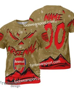 Custom Number And Name Arsenal Grinch Face 3D Hoodie, 3D Tshirt, Sweater AOP For Adult - EPL Arsenal Grinch Face 3D Hoodie, 3D Tshirt, Sweater AOP Custom Number And Name Photo 2