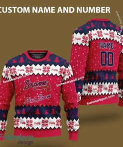 Custom Number And Name Atlanta Braves Logo Pattern Knitted Christmas 3D Sweater Gift For Adult