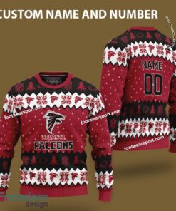 Custom Number And Name Atlanta Falcons Logo Pattern Knitted Christmas 3D Sweater Gift For Adult