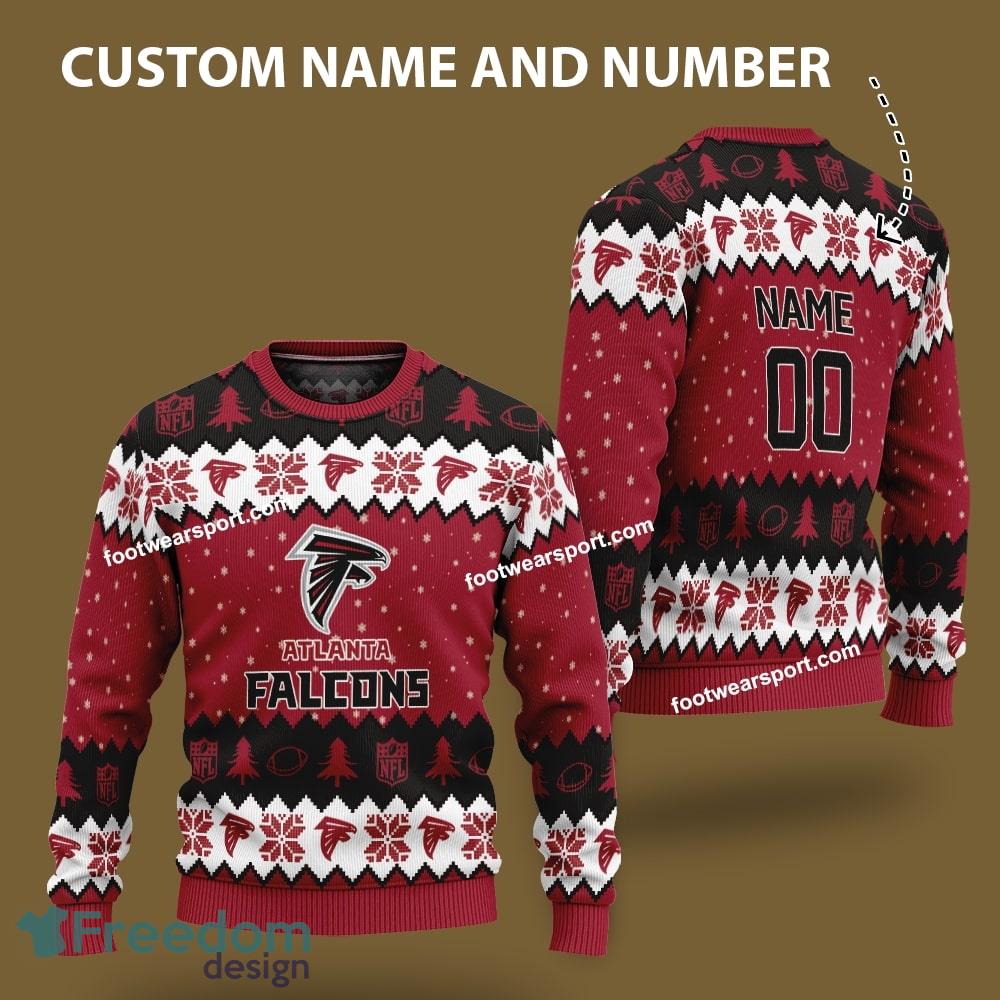 Custom Number And Name Atlanta Falcons Logo Pattern Knitted Christmas 3D Sweater Gift For Adult image Custom Number And Name Atlanta Falcons Logo Pattern Knitted Christmas 3D Sweater Gift For Adult - Custom Number And Name Atlanta Falcons Logo Pattern Knitted Christmas 3D Sweater Gift For Adult