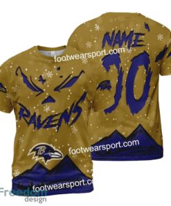 Custom Number And Name Baltimore Ravens Grinch Face 3D Hoodie, 3D Tshirt, Sweater AOP For Men, Women - NFL Baltimore Ravens Grinch Face 3D Hoodie, 3D Tshirt, Sweater AOP Custom Number And Name Photo 2