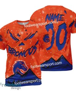 Custom Number And Name Boise State Broncos Grinch Face 3D Hoodie, 3D Tshirt, Sweater AOP For Adult - NCAA Boise State Broncos Grinch Face 3D Hoodie, 3D Tshirt, Sweater AOP Custom Number And Name Photo 2