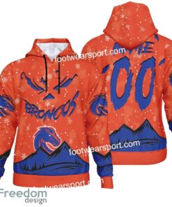 Custom Number And Name Boise State Broncos Grinch Face 3D Hoodie, 3D Tshirt, Sweater AOP For Adult