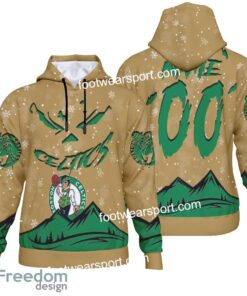 Custom Number And Name Boston Celtics Grinch Face 3D Hoodie, 3D Tshirt, Sweater AOP Gift Holidays
