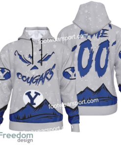 Custom Number And Name BYU Cougars Grinch Face 3D Hoodie, 3D Tshirt, Sweater AOP Gift Holidays