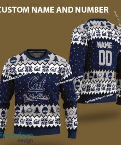 Custom Number And Name California Golden Bears Logo Pattern Ugly Christmas 3D Sweater Gift For Adult