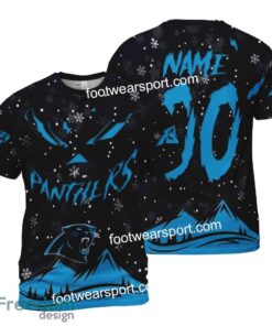 Custom Number And Name Carolina Panthers Grinch Face 3D Hoodie, 3D Tshirt, Sweater AOP For Fans - NFL Carolina Panthers Grinch Face 3D Hoodie, 3D Tshirt, Sweater AOP Custom Number And Name Photo 2