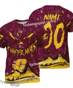 Custom Number And Name Central Michigan Chippewas Grinch Face 3D Hoodie, 3D Tshirt, Sweater AOP For Men, Women - NCAA Central Michigan Chippewas Grinch Face 3D Hoodie, 3D Tshirt, Sweater AOP Custom Number And Name Photo 2