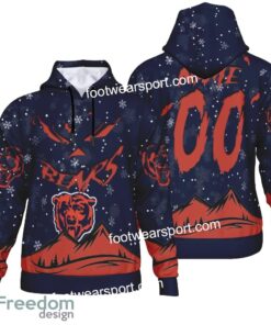 Custom Number And Name Chicago Bears Grinch Face 3D Hoodie, 3D Tshirt, Sweater AOP Gift Holidays