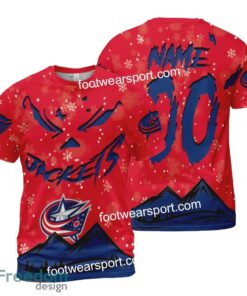 Custom Number And Name Columbus Blue Jackets Grinch Face 3D Hoodie, 3D Tshirt, Sweater AOP Gift Holidays - NHL Columbus Blue Jackets Grinch Face 3D Hoodie, 3D Tshirt, Sweater AOP Custom Number And Name Photo 2