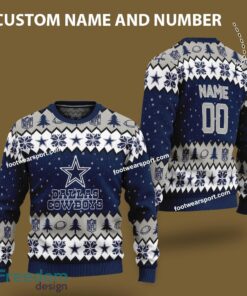 Custom Number And Name Dallas Cowboys Logo Pattern Ugly Christmas Sweater Gift For Men And Women
