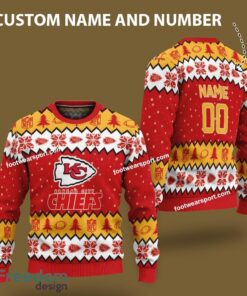 Custom Number And Name Kansas City Chiefs Xmas Pattern Ugly Christmas Sweater For Fans