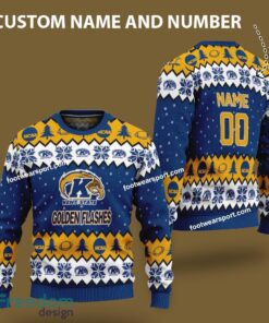 Custom Number And Name Kent State Golden Flashes Logo Pattern Ugly Christmas Sweater For Fans