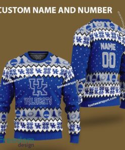 Custom Number And Name Kentucky Wildcats Xmas Pattern Ugly Christmas Sweater Gift For Men And Women
