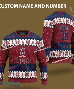 Custom Number And Name Los Angeles Angels Xmas Pattern Ugly Christmas Sweater Gift For Men And Women