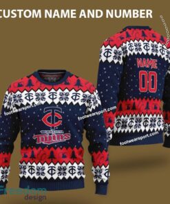 Custom Number And Name Minnesota Twins Logo Pattern Knitted Christmas Sweater Gift For Men And Women