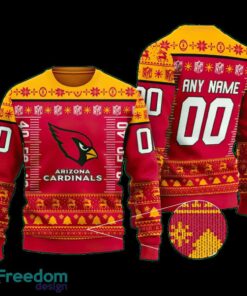 Custom Number And Name NFL Arizona Cardinals Christmas Ugly Christmas 3D Sweater Gift For Adult