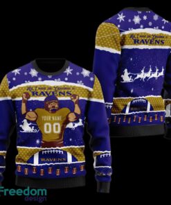 Custom Number And Name NFL Baltimore Ravens Christmas Knitted Christmas Sweater Gift For Men And Women