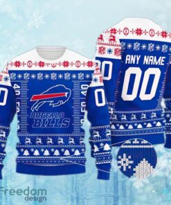Custom Number And Name NFL Buffalo Bills Christmas Knitted Christmas Sweater AOP Gift For Adult