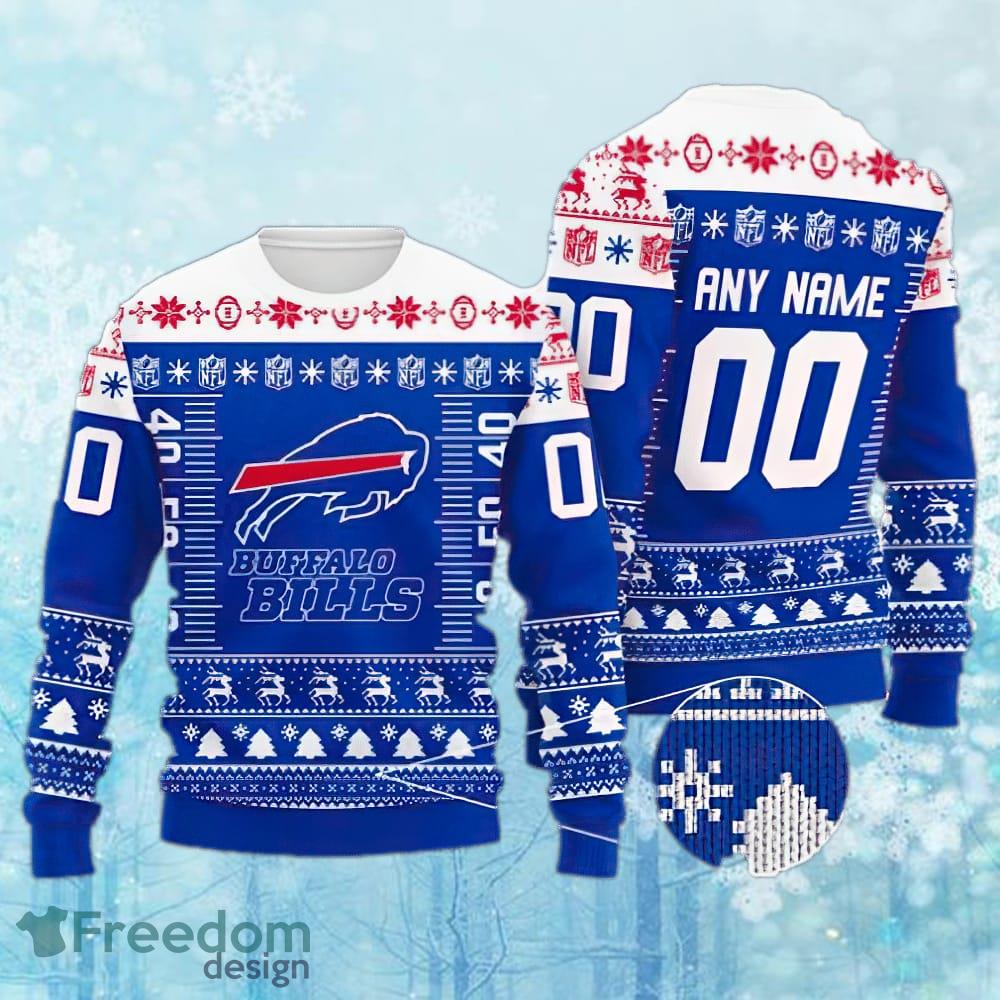 Custom Number And Name NFL Buffalo Bills Christmas Knitted Christmas Sweater AOP Gift For Adult image Custom Number And Name NFL Buffalo Bills Christmas Knitted Christmas Sweater AOP Gift For Adult - Custom Number And Name NFL Buffalo Bills Christmas Knitted Christmas Sweater AOP Gift For Adult