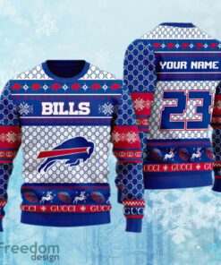 Custom Number And Name NFL Buffalo Bills Christmas Knitted Xmas Sweater Gift Holidays