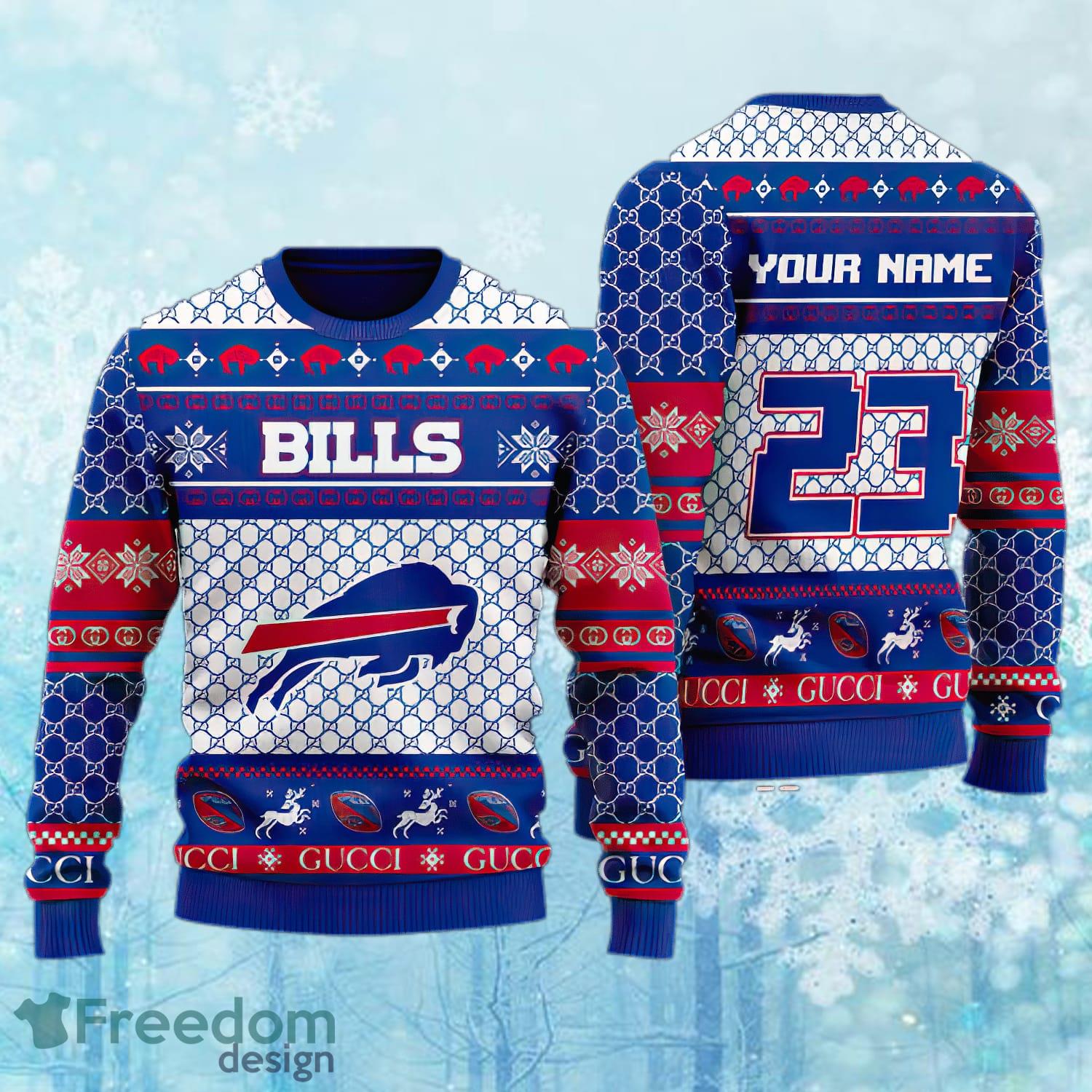 Custom Number And Name NFL Buffalo Bills Christmas Knitted Xmas Sweater Gift Holidays image Custom Number And Name NFL Buffalo Bills Christmas Knitted Xmas Sweater Gift Holidays - Custom Number And Name NFL Buffalo Bills Christmas Knitted Xmas Sweater Gift Holidays