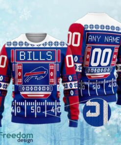 Custom Number And Name NFL Buffalo Bills Christmas Ugly Christmas 3D Sweater Gift For Adult