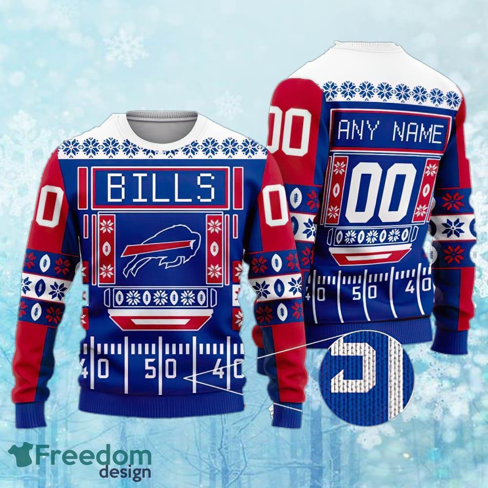 Custom Number And Name NFL Buffalo Bills Christmas Ugly Christmas 3D Sweater Gift For Adult image Custom Number And Name NFL Buffalo Bills Christmas Ugly Christmas 3D Sweater Gift For Adult - Custom Number And Name NFL Buffalo Bills Christmas Ugly Christmas 3D Sweater Gift For Adult