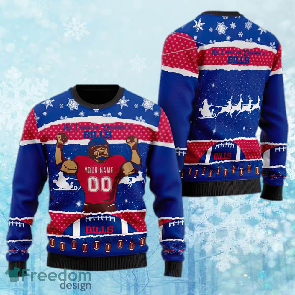 Custom Number And Name NFL Buffalo Bills Christmas Ugly Christmas Sweater Gift For Adult image Custom Number And Name NFL Buffalo Bills Christmas Ugly Christmas Sweater Gift For Adult - Custom Number And Name NFL Buffalo Bills Christmas Ugly Christmas Sweater Gift For Adult