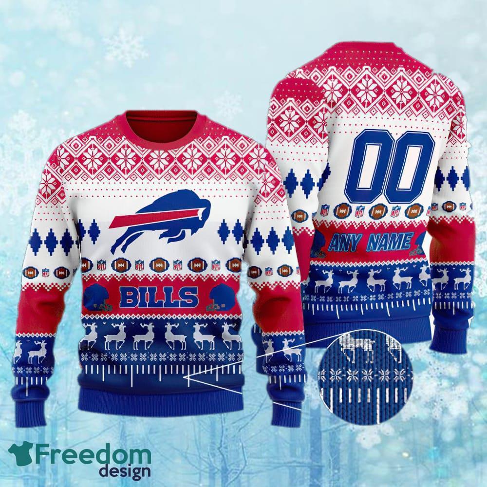 Custom Number And Name NFL Buffalo Bills Ugly Christmas Sweater Gift For Men And Women image Custom Number And Name NFL Buffalo Bills Ugly Christmas Sweater Gift For Men And Women - Custom Number And Name NFL Buffalo Bills Ugly Christmas Sweater Gift For Men And Women