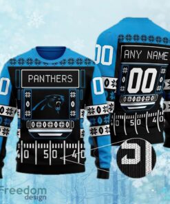 Custom Number And Name NFL Carolina Panthers Christmas Knitted Xmas 3D Sweater Gift Holidays