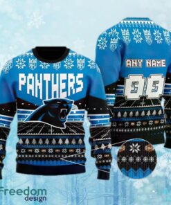 Custom Number And Name NFL Carolina Panthers Christmas Ugly Christmas Sweater Gift For Men And Women