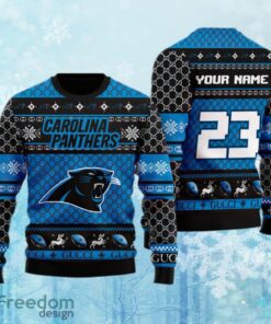Custom Number And Name NFL Carolina Panthers Christmas Ugly Sweater AOP Gift For Christmas