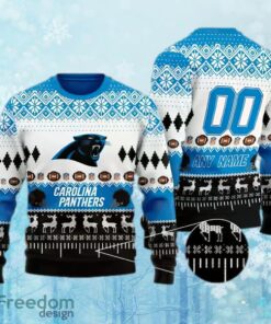 Custom Number And Name NFL Carolina Panthers Christmas Ugly Xmas Sweater AOP Gift Holidays