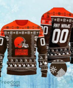 Custom Number And Name NFL Cleveland Browns Christmas Ugly Christmas Sweater Gift For Adult