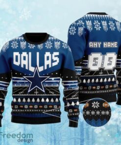 Custom Number And Name NFL Dallas Cowboys Christmas Knitted Christmas Sweater Gift For Adult