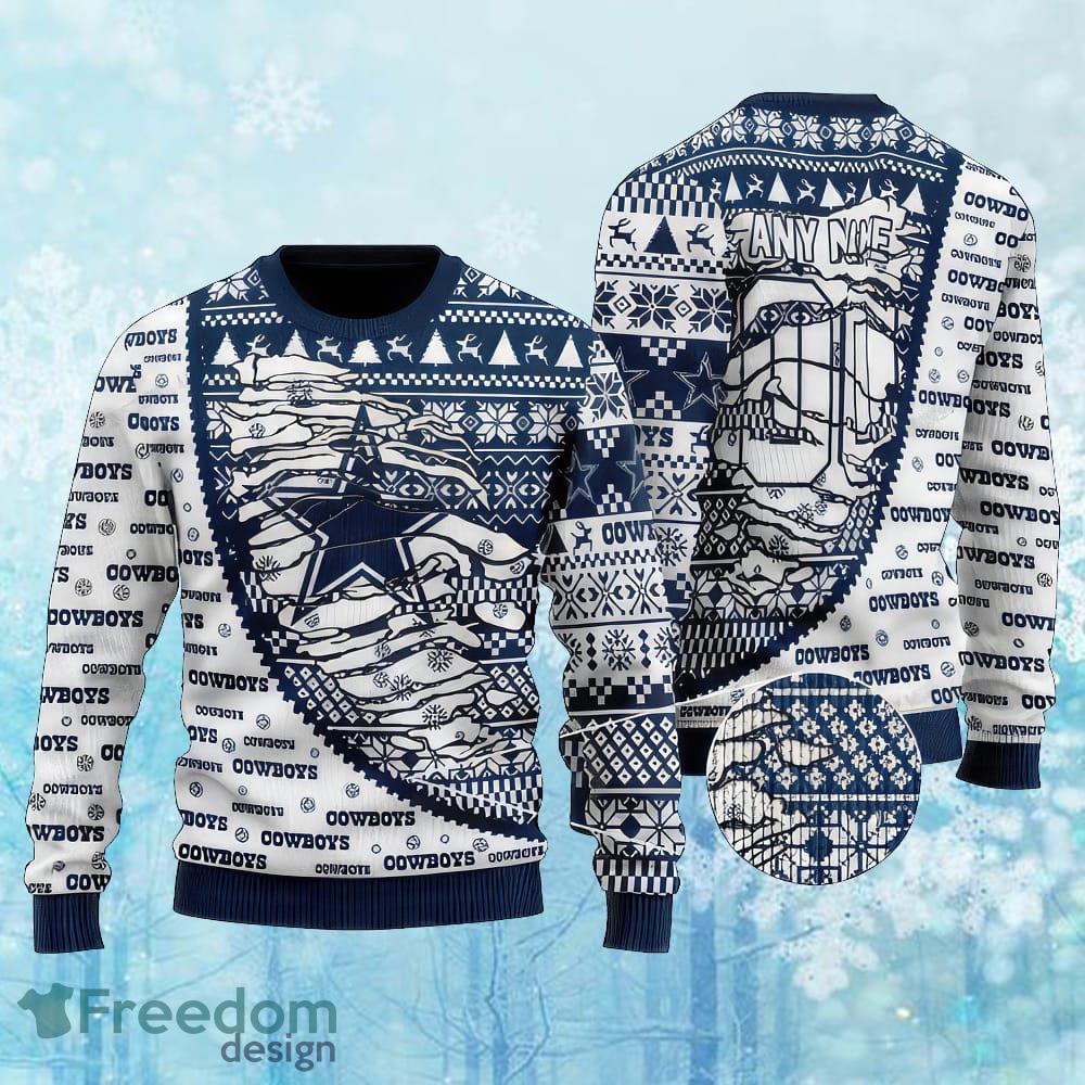 Custom Number And Name NFL Dallas Cowboys Christmas Knitted Xmas Sweater Gift Holidays image Custom Number And Name NFL Dallas Cowboys Christmas Knitted Xmas Sweater Gift Holidays - Custom Number And Name NFL Dallas Cowboys Christmas Knitted Xmas Sweater Gift Holidays