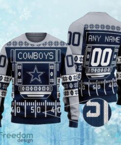Custom Number And Name NFL Dallas Cowboys Christmas Ugly 3D Sweater Gift For Christmas