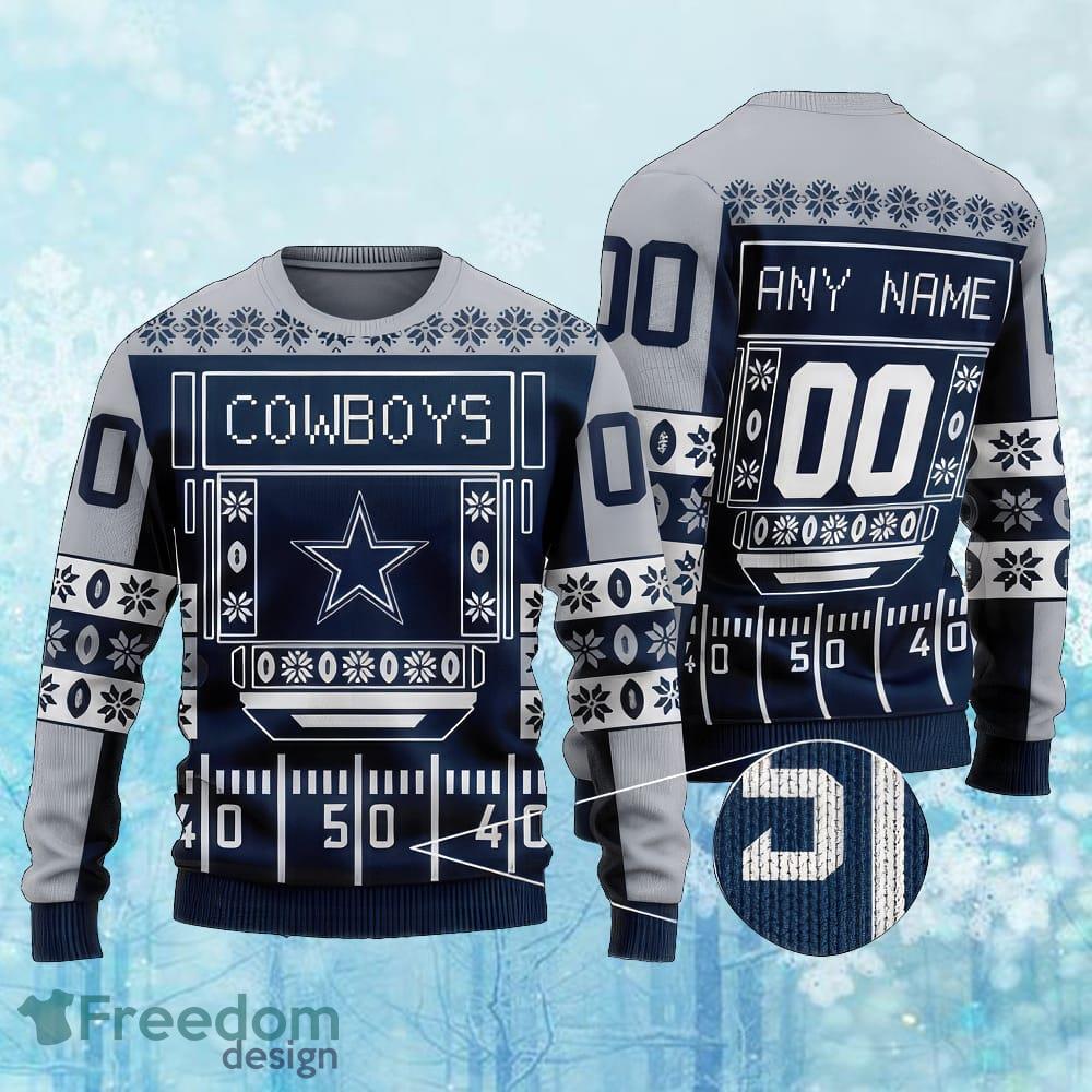 Custom Number And Name NFL Dallas Cowboys Christmas Ugly 3D Sweater Gift For Christmas image Custom Number And Name NFL Dallas Cowboys Christmas Ugly 3D Sweater Gift For Christmas - Custom Number And Name NFL Dallas Cowboys Christmas Ugly 3D Sweater Gift For Christmas