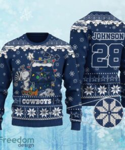 Custom Number And Name NFL Dallas Cowboys Christmas Ugly Christmas Sweater AOP Gift For Men And Women