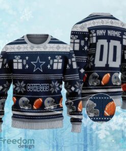Custom Number And Name NFL Dallas Cowboys Christmas Ugly Christmas Sweater Gift For Adult